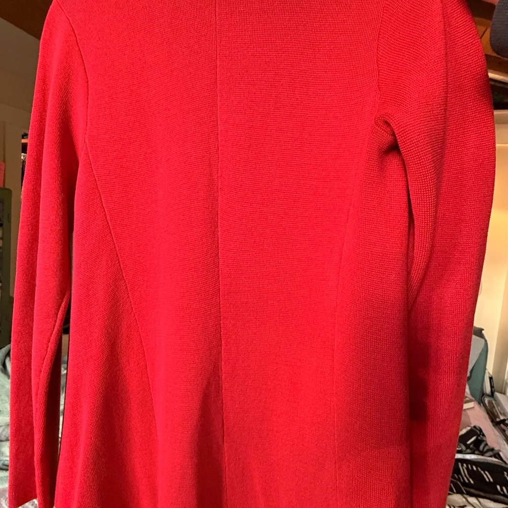 Eileen Fisher Red Open Draped Silk Blend Cardigan - Picture 3 of 6